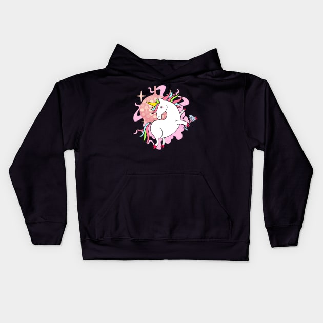 Unicorn Drunk Party Dancing Pink Kids Hoodie by KK-Royal